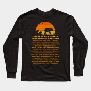 African Safari Bucket List Sunset Lion Elephant Serengeti Long Sleeve T-Shirt